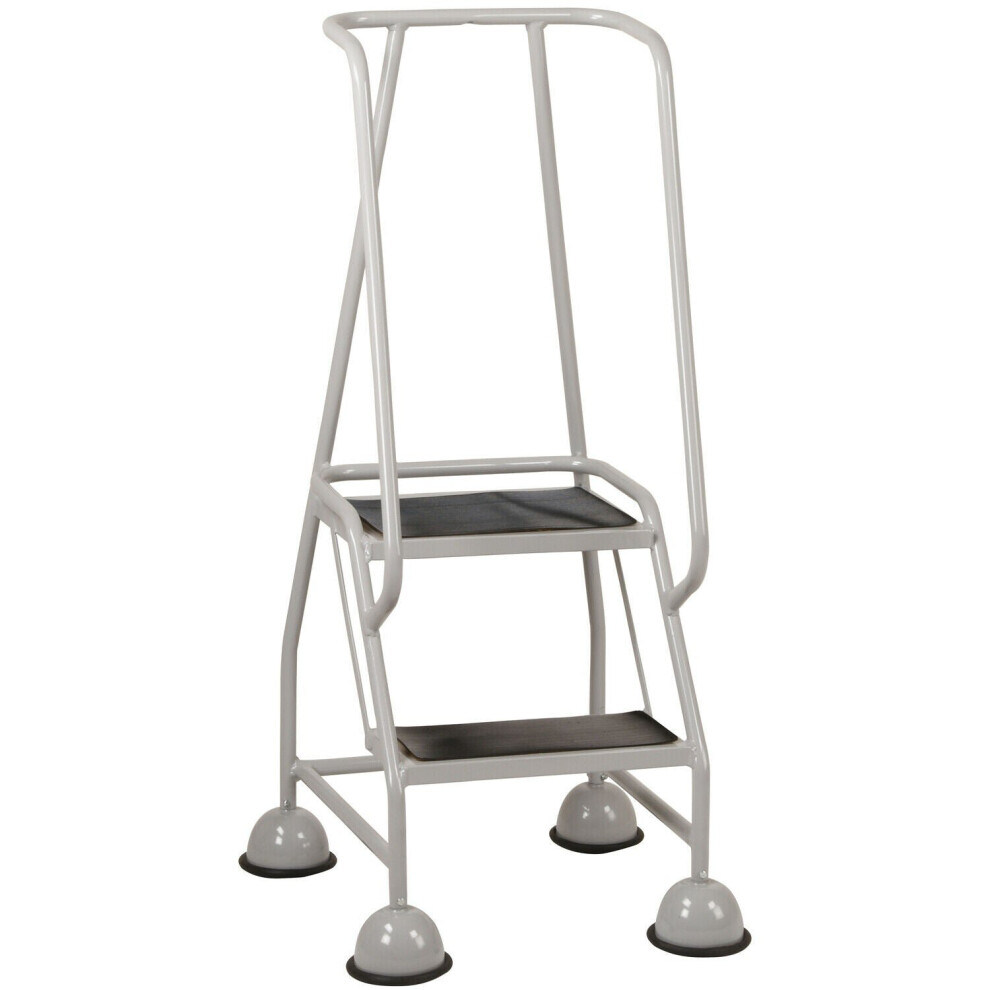 Loops 2 Tread Mobile Warehouse Steps 1.19M Portable Safety Ladder & Wheels Grey