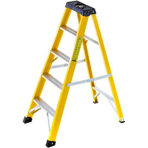 Loops 0.9m FIBREGLASS Swingback Step Ladders 5 Tread Professional Lightweight Steps