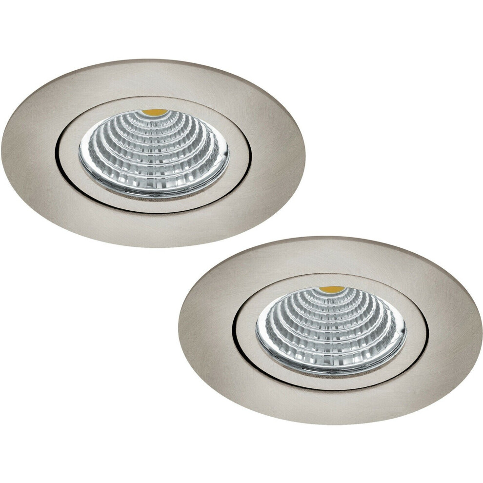 Loops 2 Pack Wall / Ceiling Recess Round Downlight Satin Nickel Spotlight 6W Led