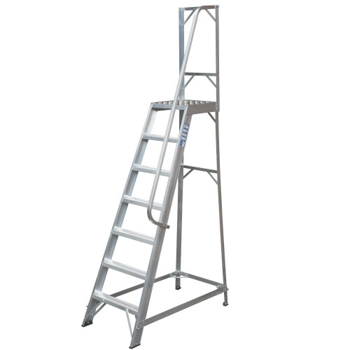 Loops 1.7m Heavy Duty Single Sided Fixed Step Ladders Handrail Platform Safety Barrier