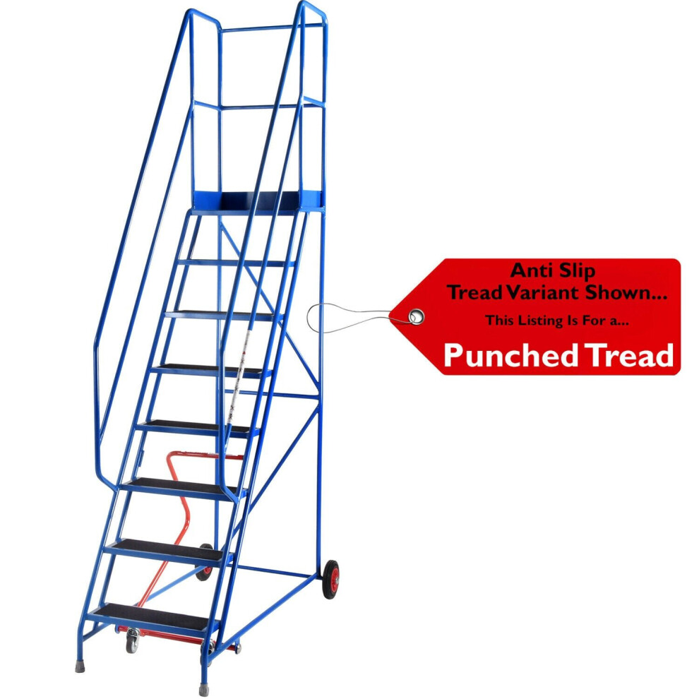 8 Tread Mobile Warehouse Stairs Punched Steps 3m EN131 7 BLUE Safety Ladder
