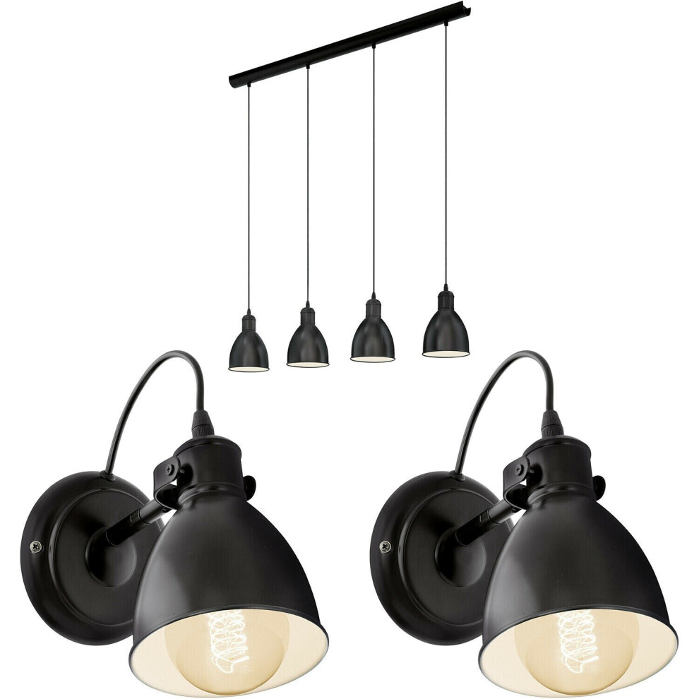 Loops Quad Ceiling & 2X Matching Wall S Industrial Hanging Trendy Light/Black