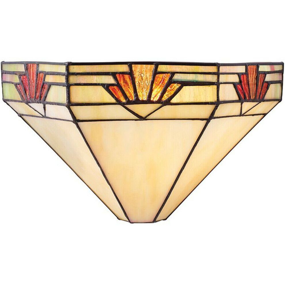 Tiffany Glass Wall Light Rich Cream & Gold Pendant Shade Interior Sconce i00256