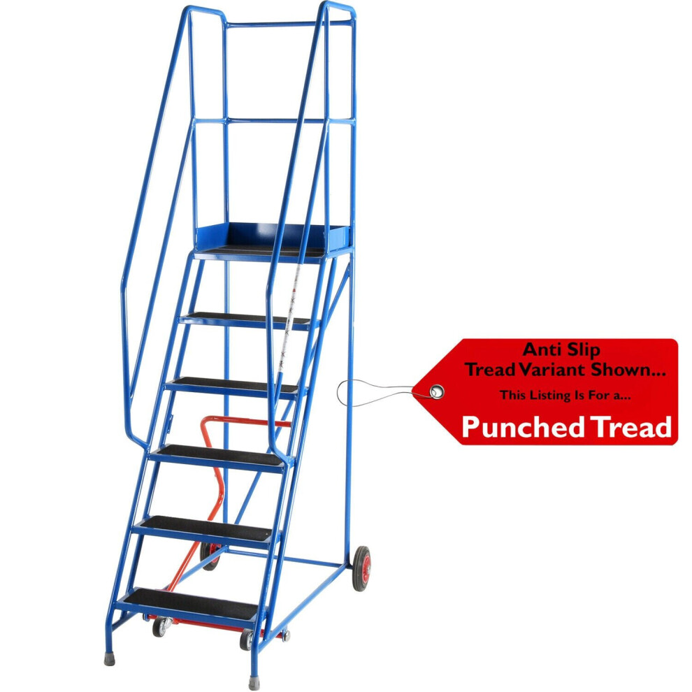 6 Tread Mobile Warehouse Stairs Punched Steps 2.5M En131 7 Blue Safety Ladder 5056199835294