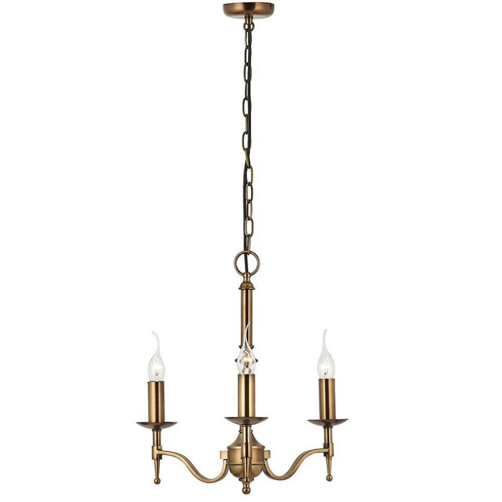 Loops Avery Ceiling Pendant Chandelier 3 Lamp Antique Brass Curved Candelabra Light