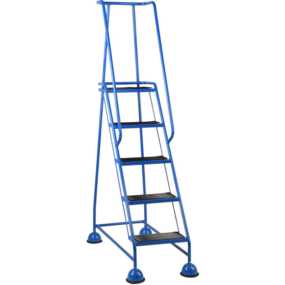 5 Tread Mobile Warehouse Steps Blue 1.94M Portable Safety Ladder & Wheels 5056199834914
