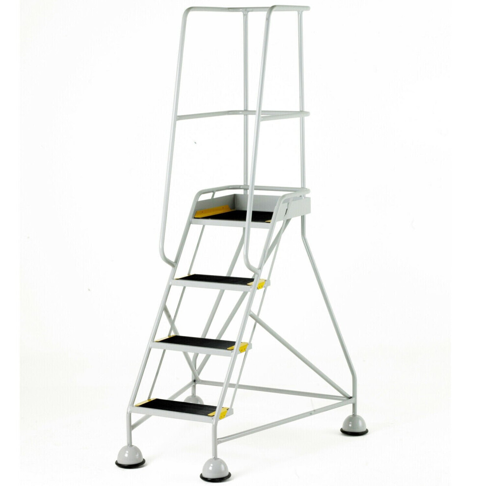 4 Tread Mobile Warehouse Steps & Guardrail Grey 2M Portable Safety Stairs 5056199835164