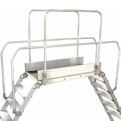 Loops 4 Tread Industrial Bridging Steps & Handle Crossover Ladder 1.2m x 0.5m Platform
