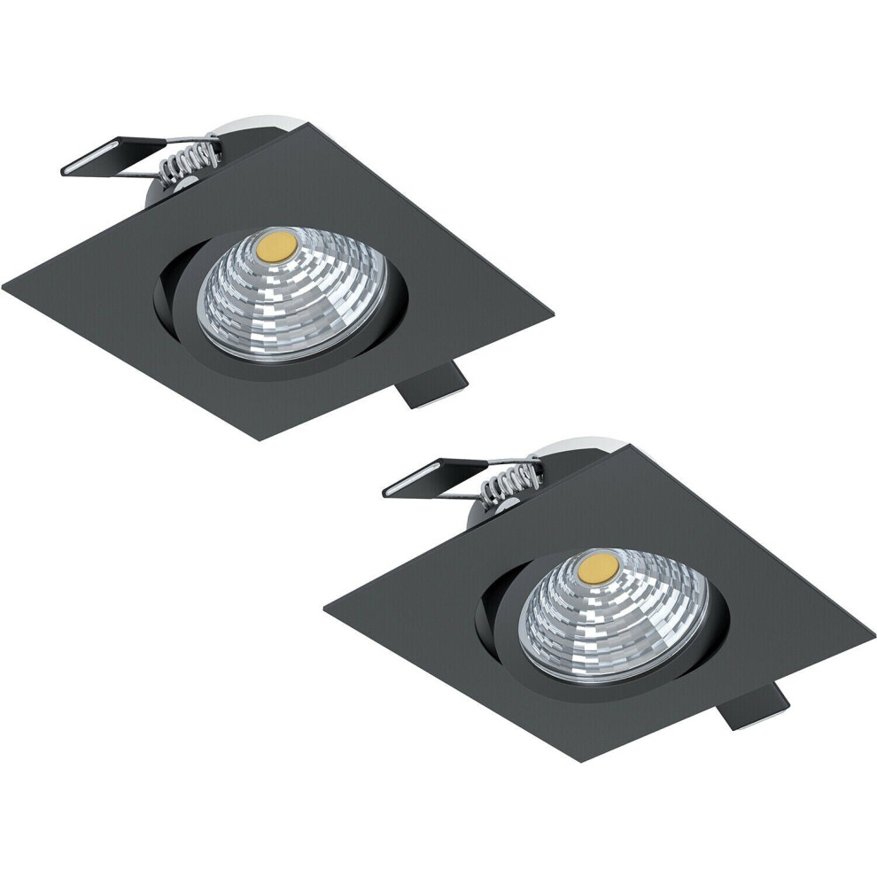Loops 2 Pack Wall / Ceiling Flush Downlight Black Aluminium 6W Built In Led 2700K