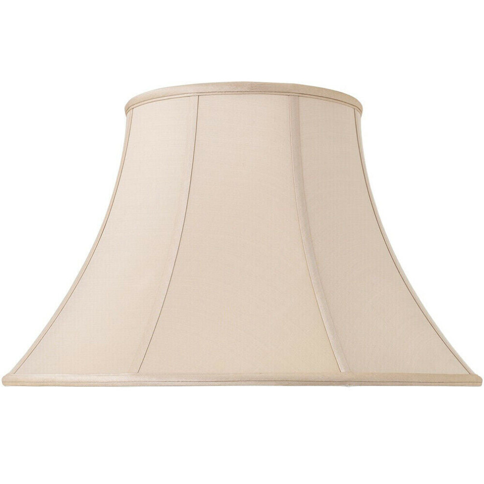 20" Inch Luxury Bowed Tapered Lamp Shade Traditional Oyster Silk Fabric & White