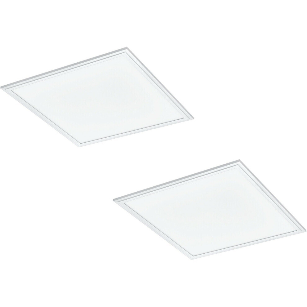 2 PACK Wall / Ceiling Light White 450mm Slim Square Panel 21W LED 4000K