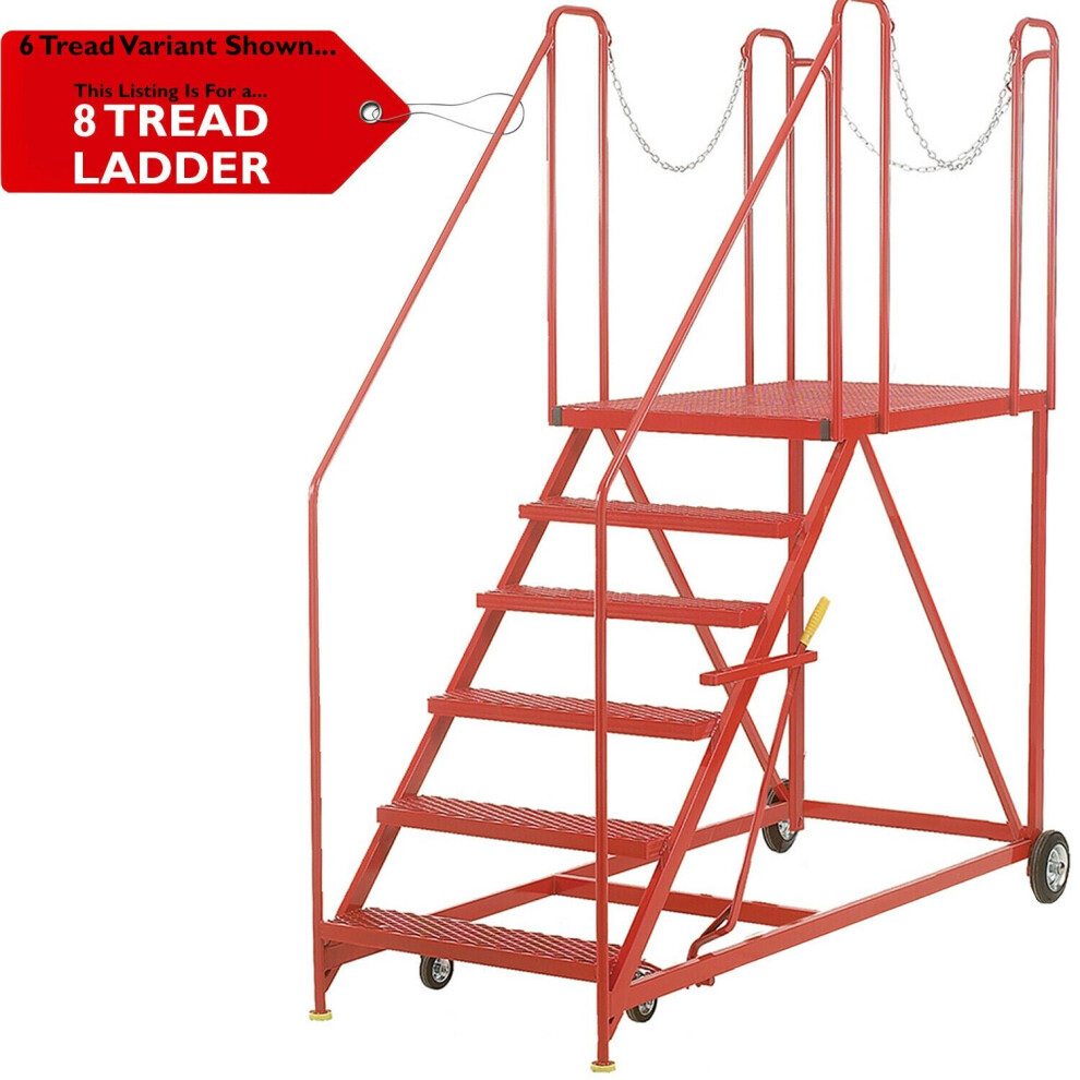 8 Tread Wide Truck Dock Loading Stairs Non Slip Platform Vehicle Step Ladder