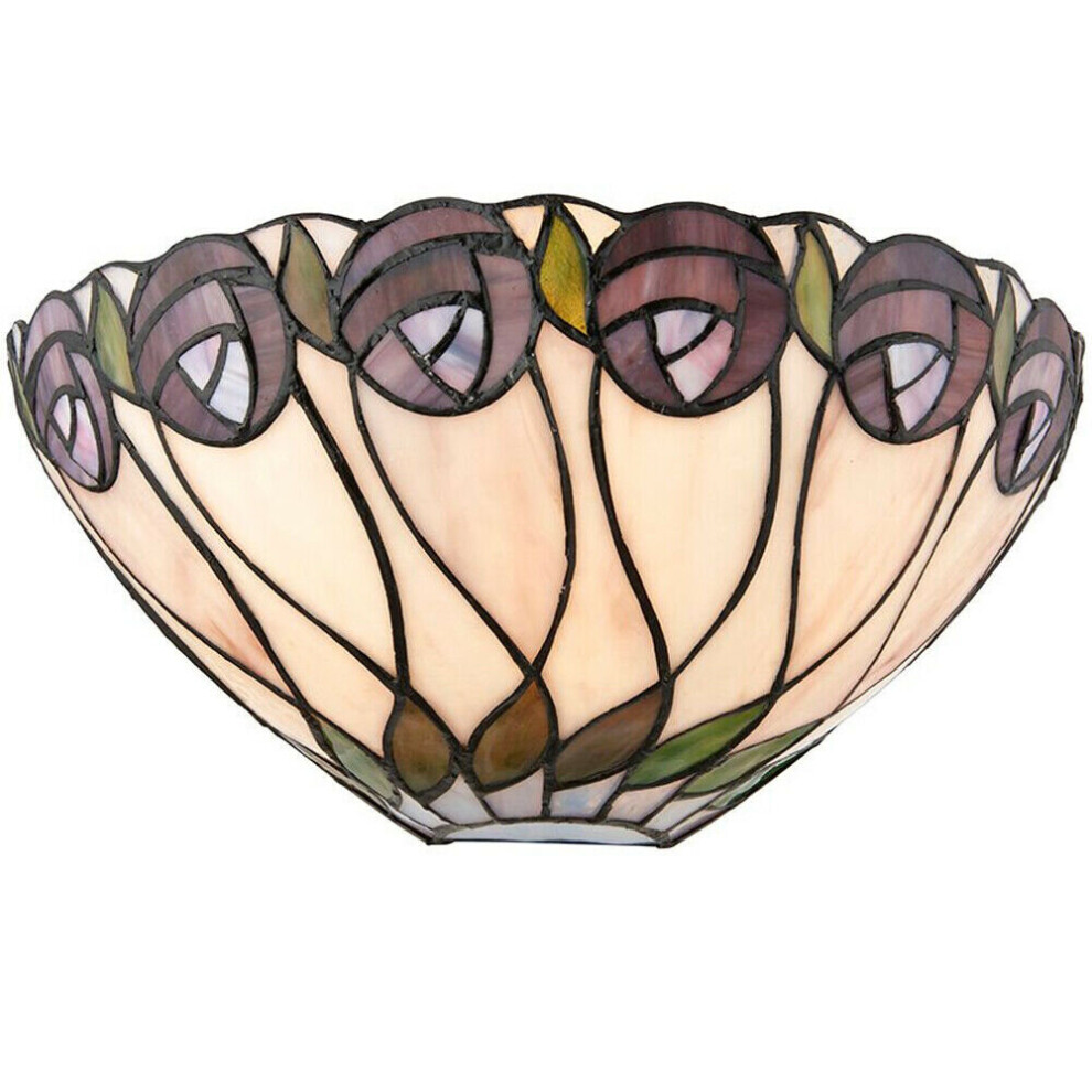 Loops Tiffany Glass Wall & Mackintosh Rose Shade Interior Sconce I00248 Light/Cream