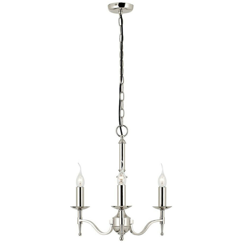 Avery Ceiling Pendant Chandelier Light 3 Lamp Bright Nickel Curved Candelabra