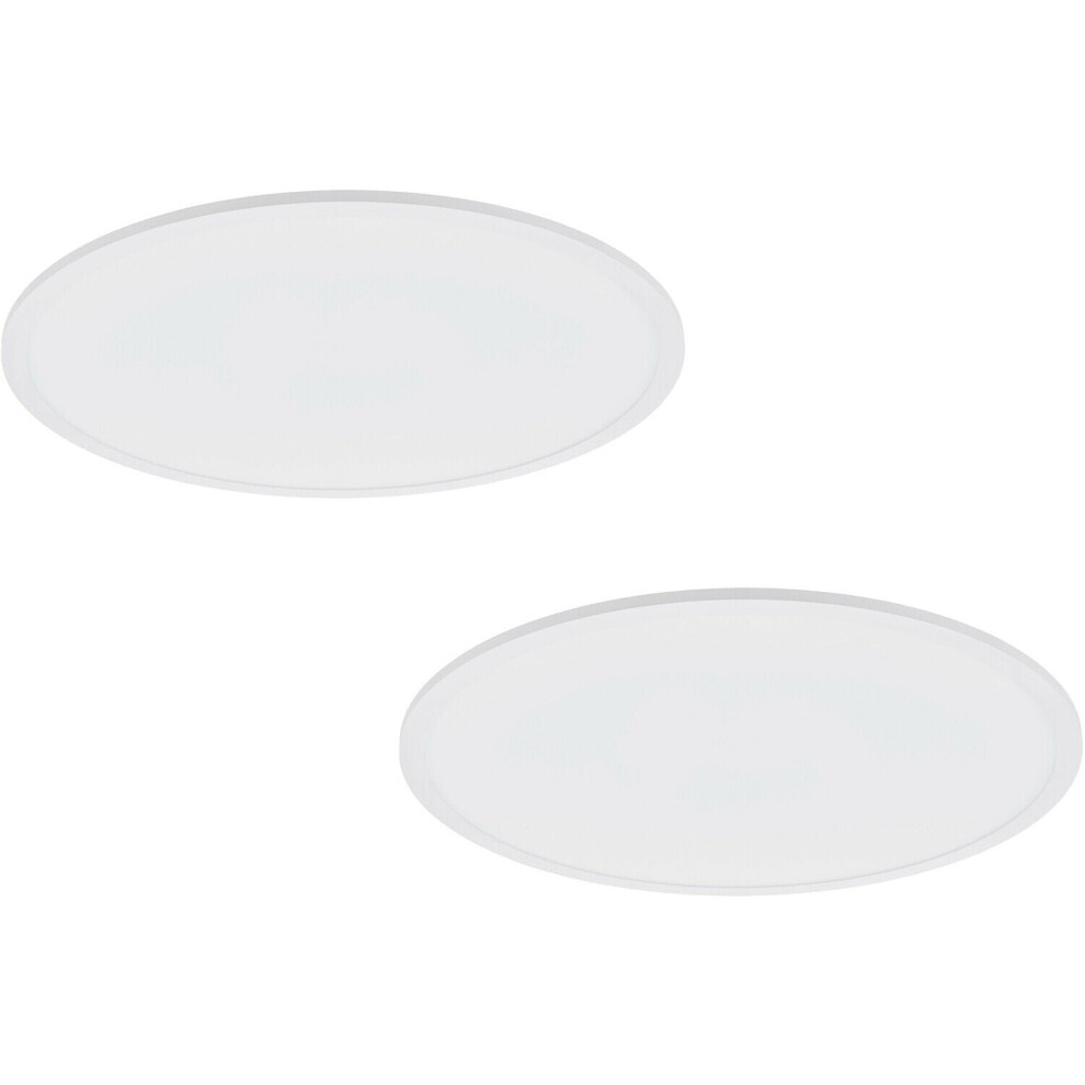 Loops 2 Pack 600Mm Modern Ceiling Light White Slim Round Low Profile 36W Led 4000K