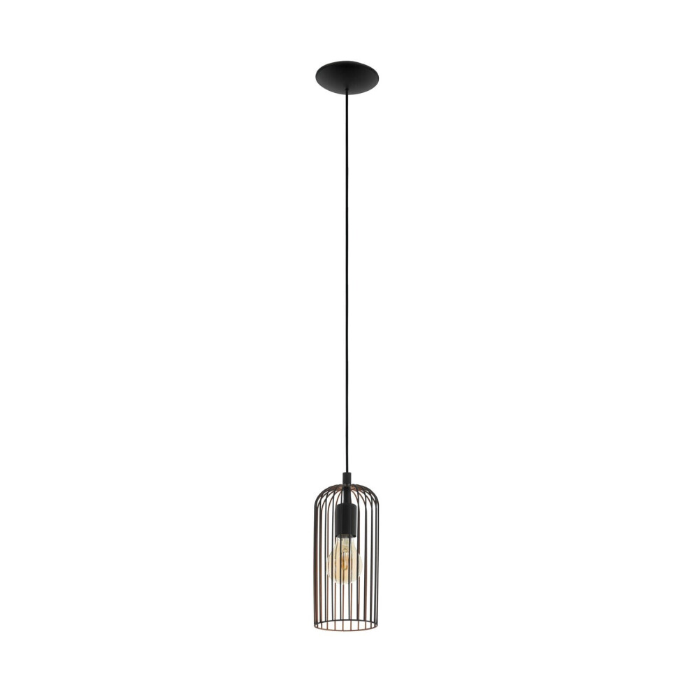 Loops Hanging Ceiling Pendant & Copper Cage Shade 1 X 60W E27 Bulb Light/Black