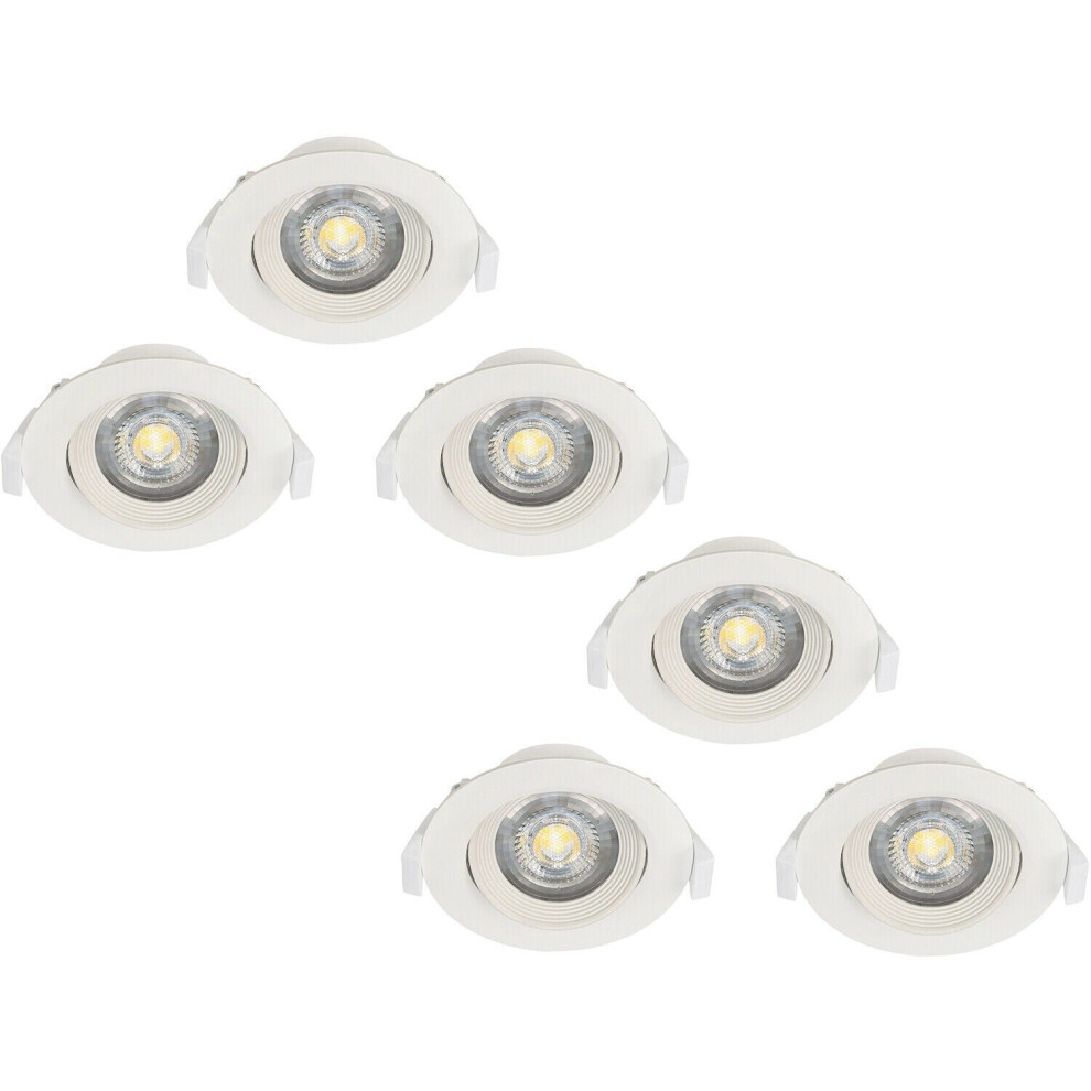 Loops 2 Pack 3 Pack Flush Adjustable Ceiling Downlight White Plastic 5W Led