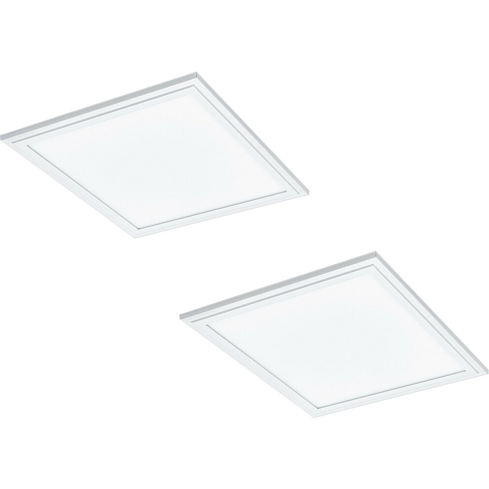 2 PACK Flush Ceiling Panel Light White Sqaure Tile 16W Built in LED 4000K