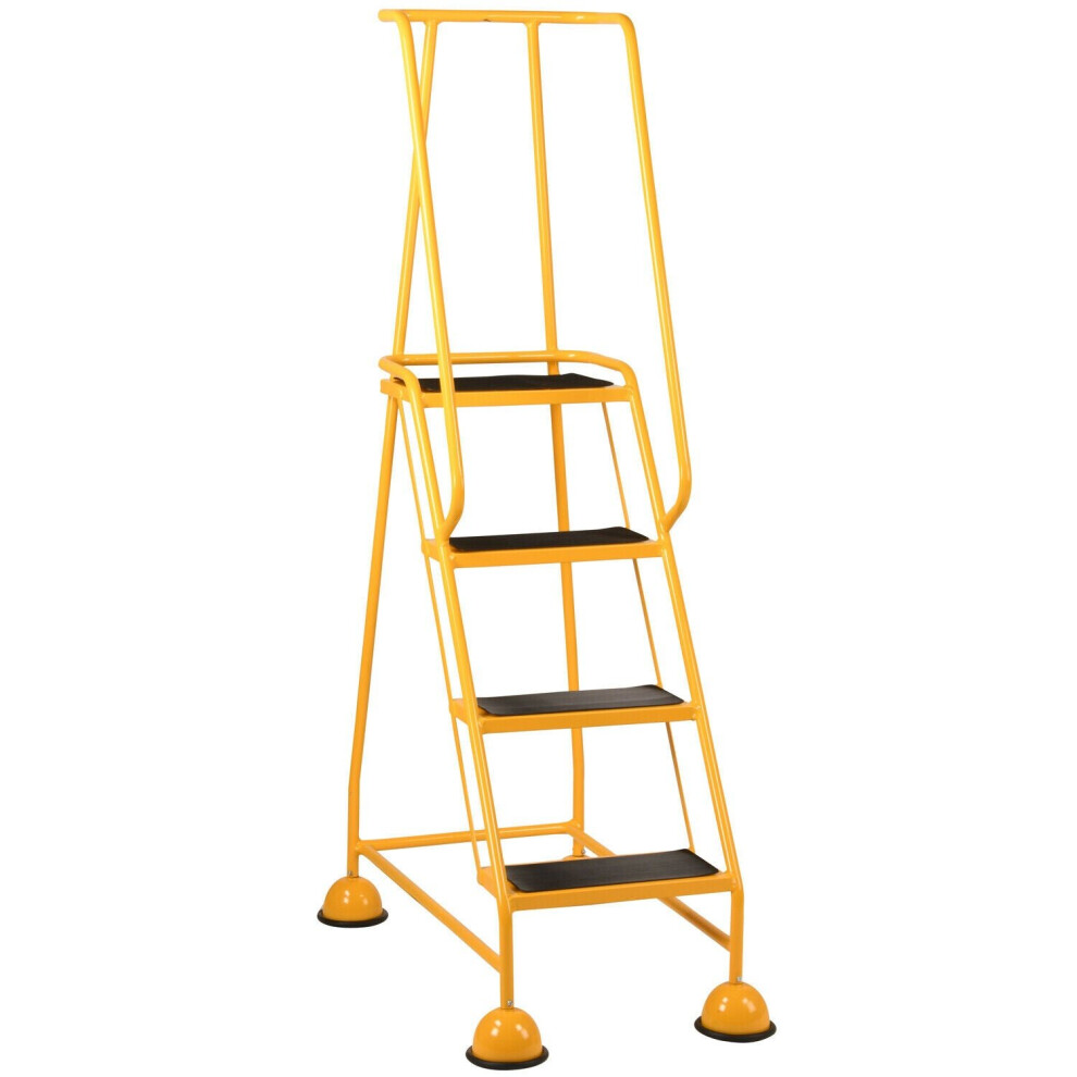 Loops 4 Tread Mobile Warehouse Steps 1.68M Portable Safety Ladder & Wheels Yellow