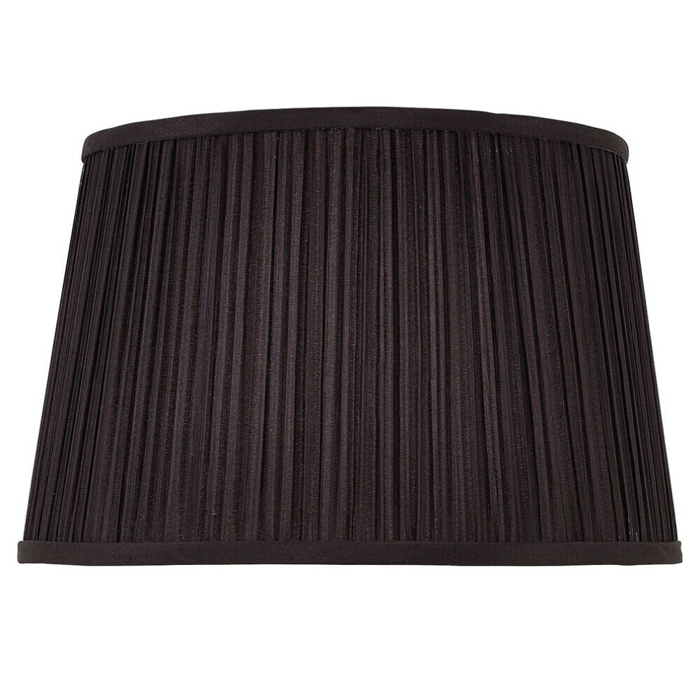 12" Luxury Round Tapered Lamp Shade Black Pleated Organza Modern Elegant Drum