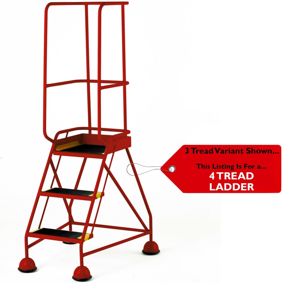 5 Tread Mobile Warehouse Steps & Guardrail RED 2.2m Portable Safety Stairs