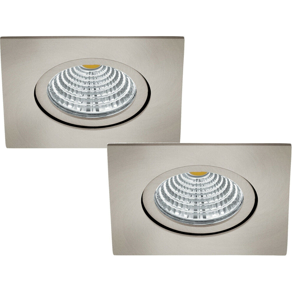 Loops 2 Pack Wall / Ceiling Recess Square Downlight Satin Nickel Spotlight 6W Led
