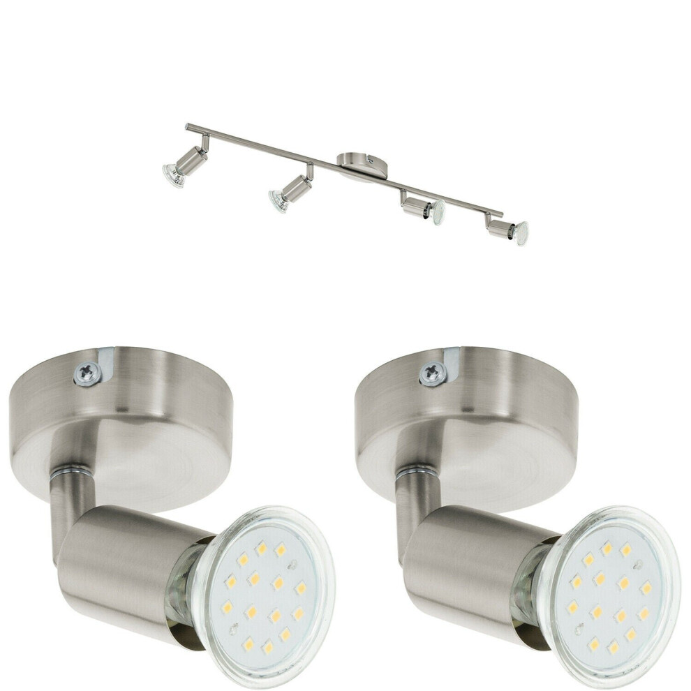 Loops Quad Ceiling Spot & 2X Matching Wall S Satin Nickel Adjustable Head Light