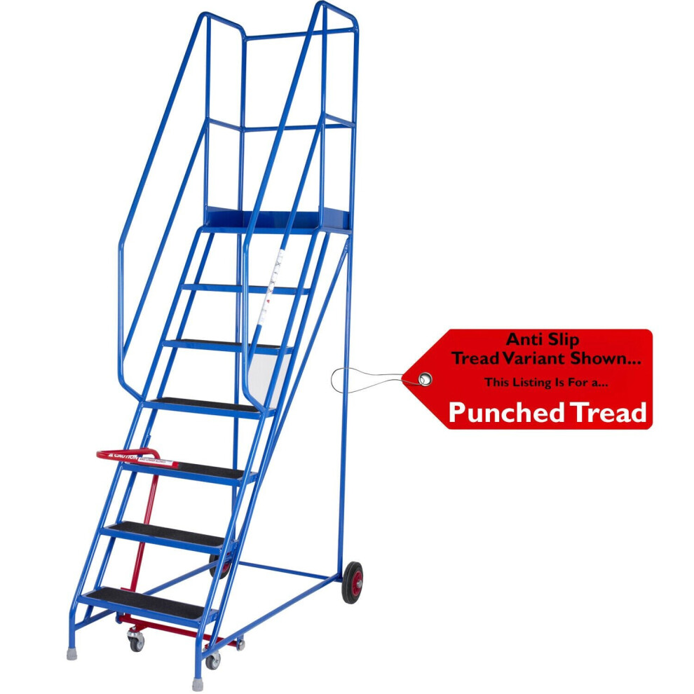 7 Tread Mobile Warehouse Stairs Punched Steps 2.75M En131 7 Blue Safety Ladder 5056199835300