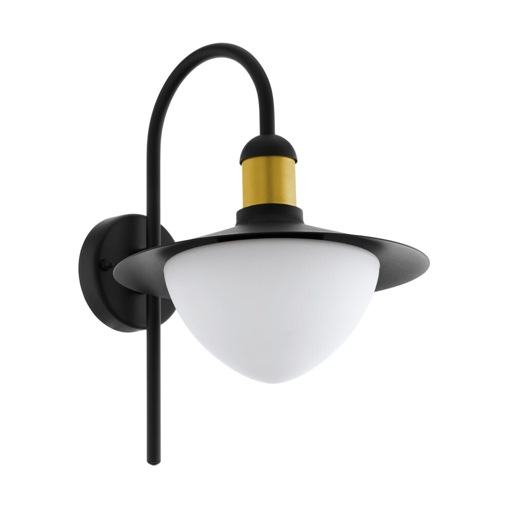 Loops Ip44 Outdoor Wall & Modern Fisherman Lamp 1X 60W E27 Bulb Light/Black/Gold