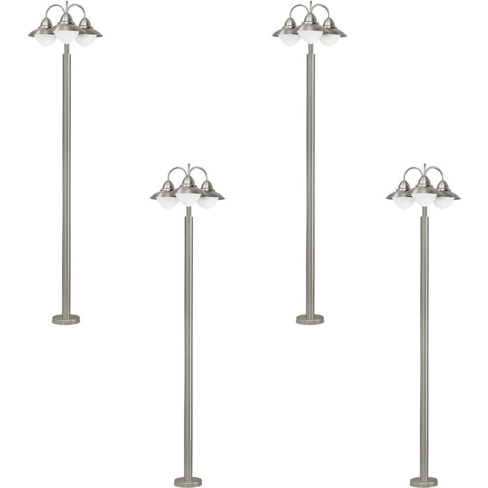 Loops 4 Pack Ip44 Outdoor Bollard Stainless Steel 60W E27 Driveway Lamp Post Light