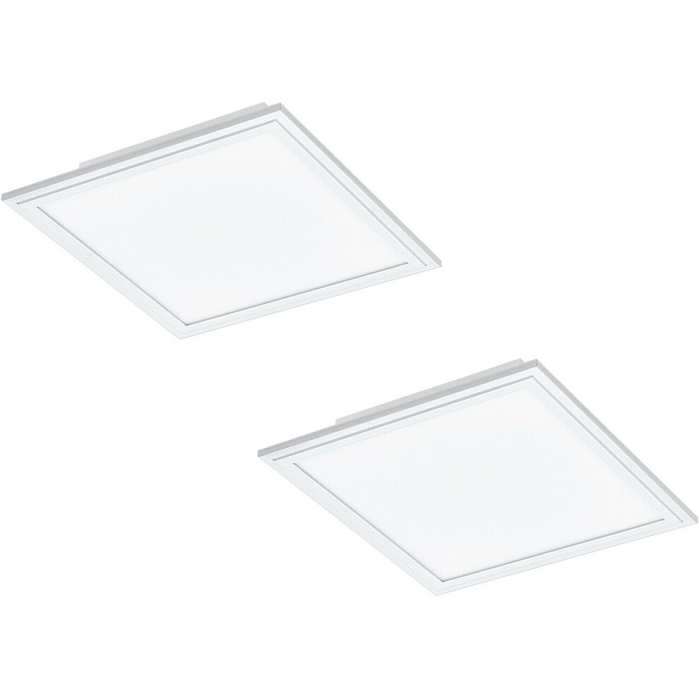 2 PACK Wall / Ceiling Light White Aluminium 300mm Square Panel 16W LED 4000K