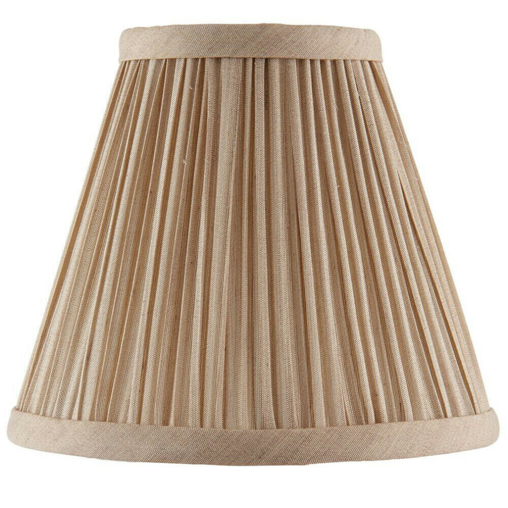 6" Luxury Round Tapered Lamp Shade Beige Pleated Organza Modern Elegant Drum