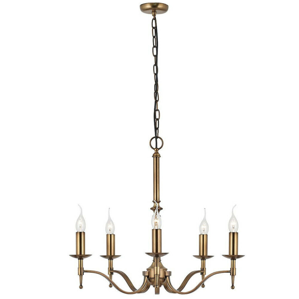Loops Avery Ceiling Pendant Chandelier 5 Lamp Antique Brass Curved Candelabra Light