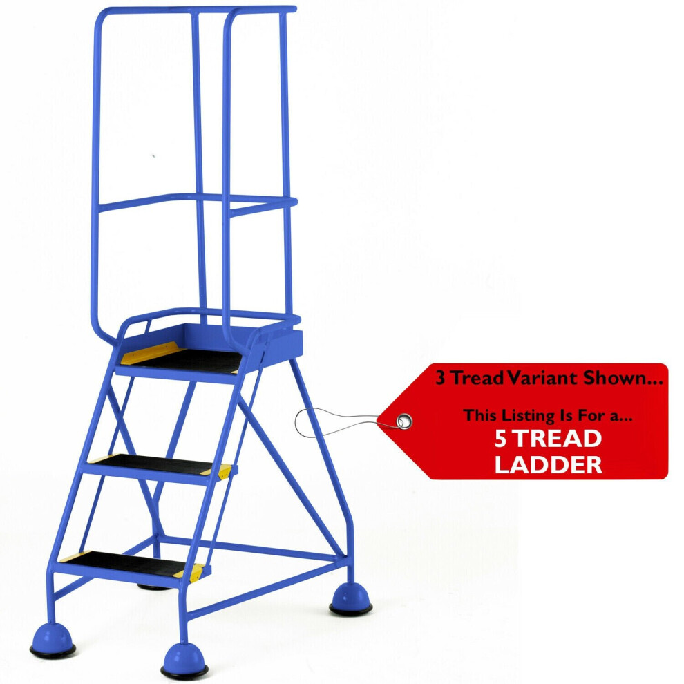 5 Tread Mobile Warehouse Steps & Guardrail Blue 2.2M Portable Safety Stairs 5056199835201