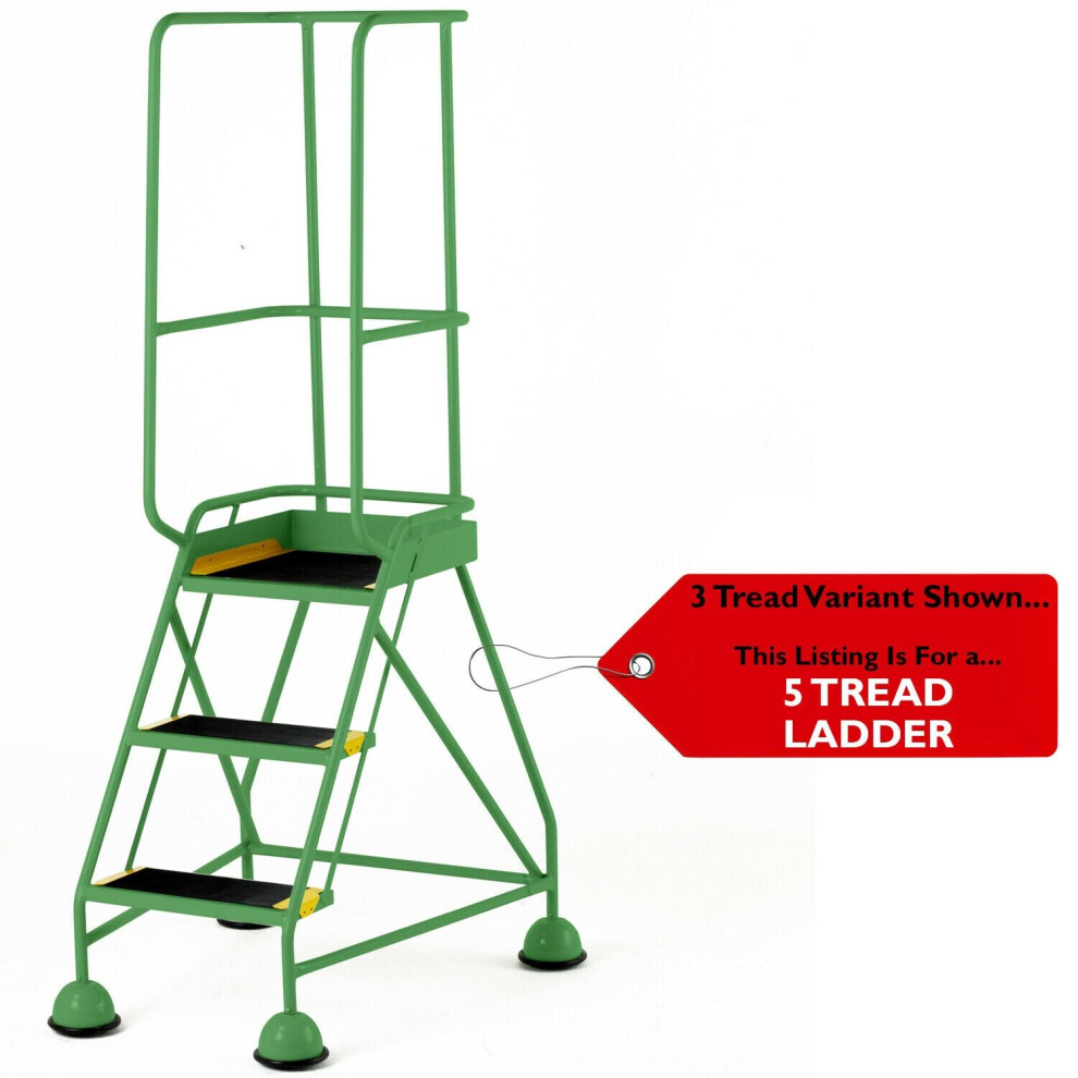 5 Tread Mobile Warehouse Steps & Guardrail Green 2.2M Portable Safety Stairs 5056199835225