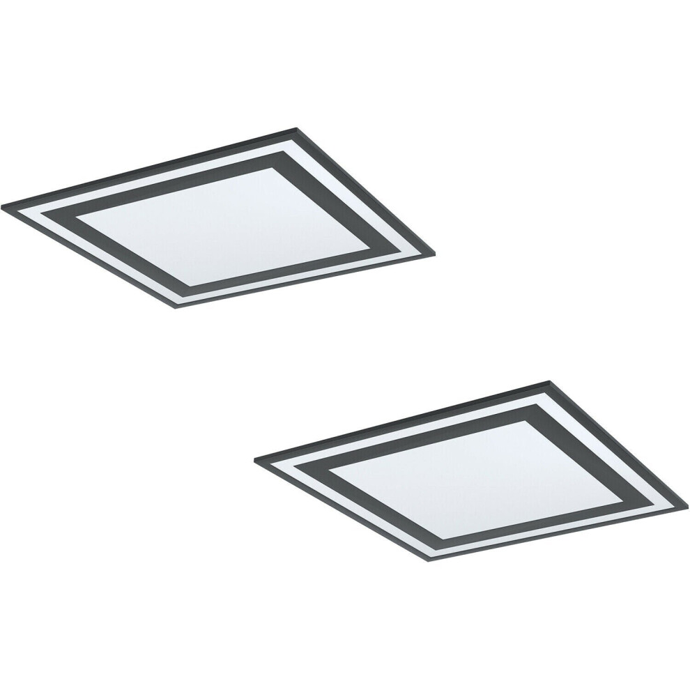 2 PACK Wall / Ceiling Light Black Modern 595mm Square Slim Panel 36W LED