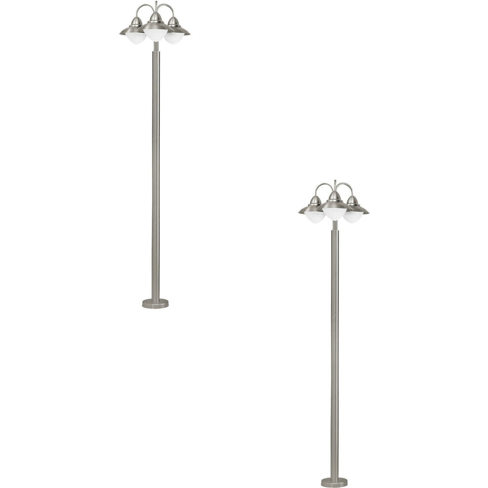 Loops 2 Pack Ip44 Outdoor Bollard Stainless Steel 60W E27 Driveway Lamp Post Light