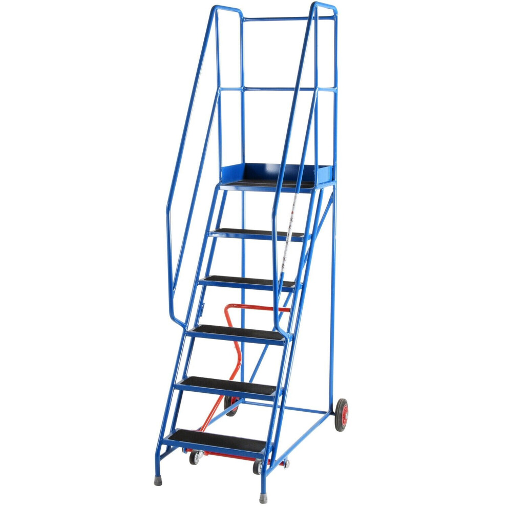6 Tread Mobile Warehouse Stairs Anti Slip Steps 2.5m Portable Safety Ladder