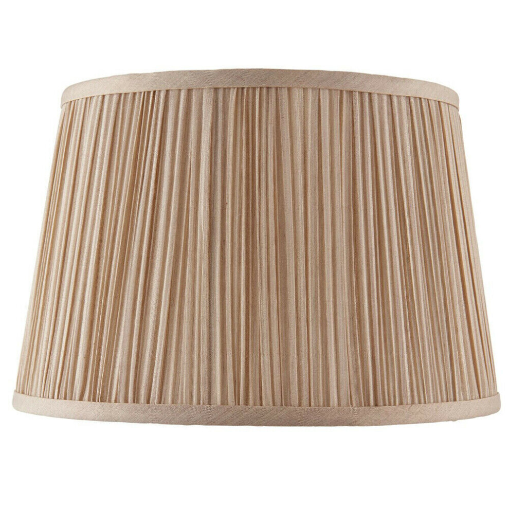 12" Luxury Round Tapered Lamp Shade Beige Pleated Organza Modern Elegant Drum