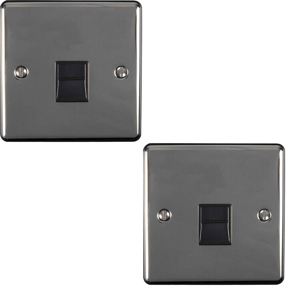 2 PACK BT Master Telephone Socket BLACK NICKEL & Black PSTN Line Wall Plate