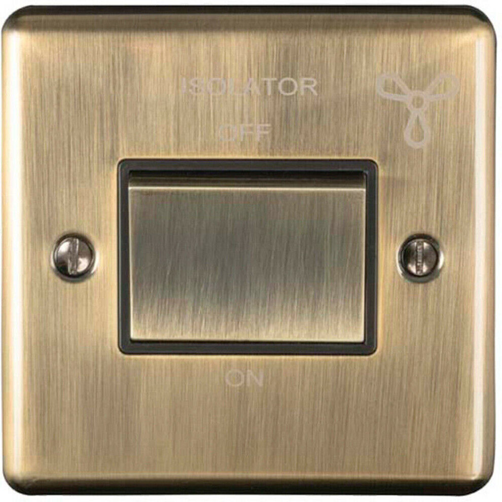 6A Extractor Fan Isolator Switch ANTIQUE BRASS & Black Trim 3 Pole Shower