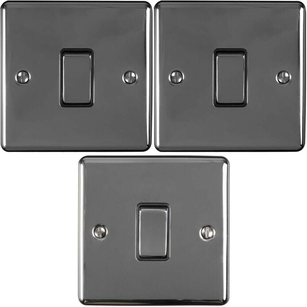 Light Switch Pack - 1X Intermediate & 2X Single - Black Nickel / Black 2 Way 10A 5056524221570