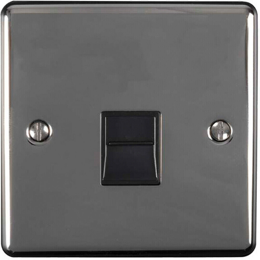 BT Master Single Telephone Socket BLACK NICKEL & Black PSTN Line Wall Face Plate