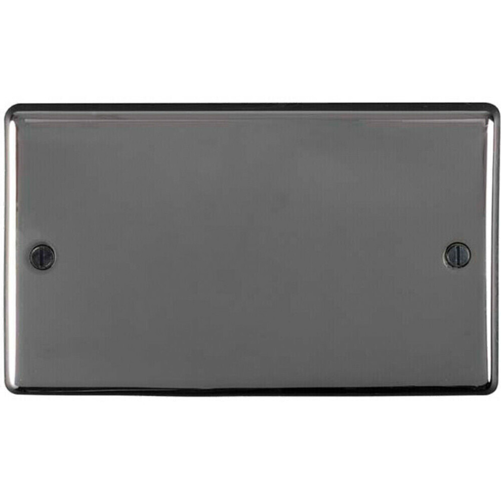 Double BLACK NICKEL Blanking Chassis Plate Round Edged Wall Box Hole Cover Cap