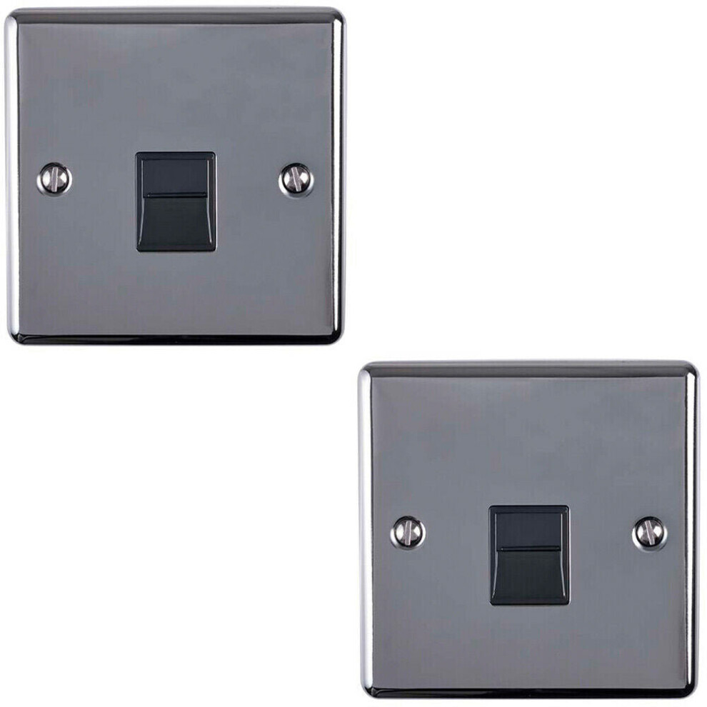 2 PACK BT Telephone Slave Extension Socket BLACK NICKEL & Black Secondary Plate