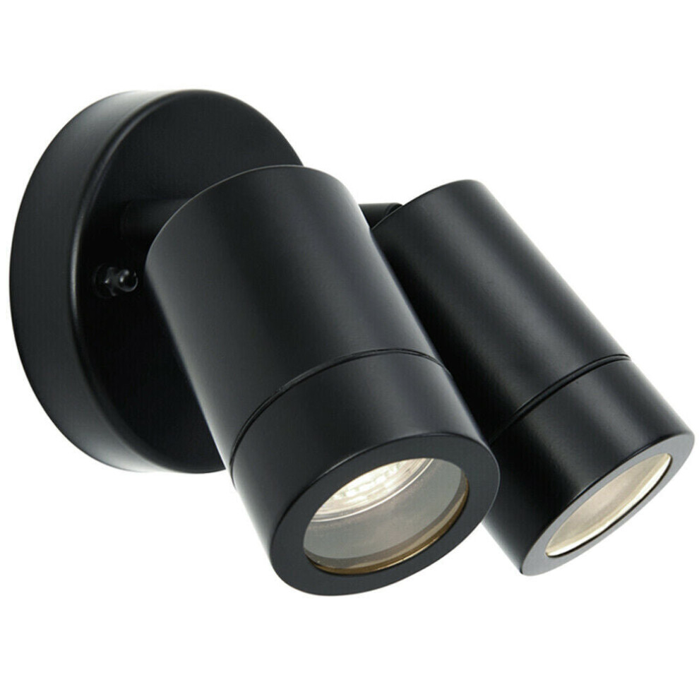 Loops Ip44 Outdoor Adjustable Spotlight Matt Black Twin Gu10 Dimmable Up Down Light