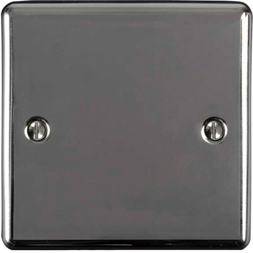 Single BLACK NICKEL Blanking Chassis Plate Round Edged Wall Box Hole Cover Cap