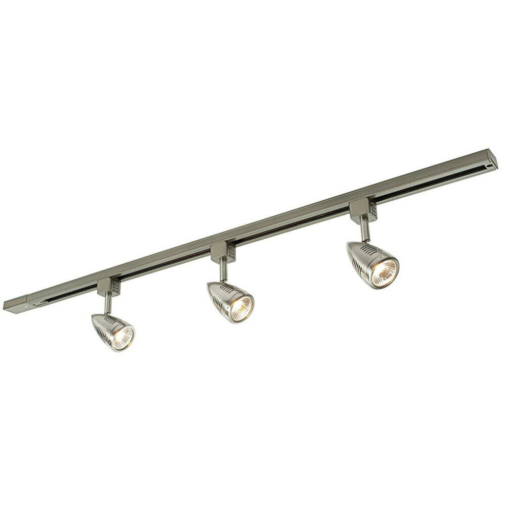 Loops 1M Adjustable Ceiling Track Spotlight Kit Satin Chrome 3X Gu10 Downlight Rail