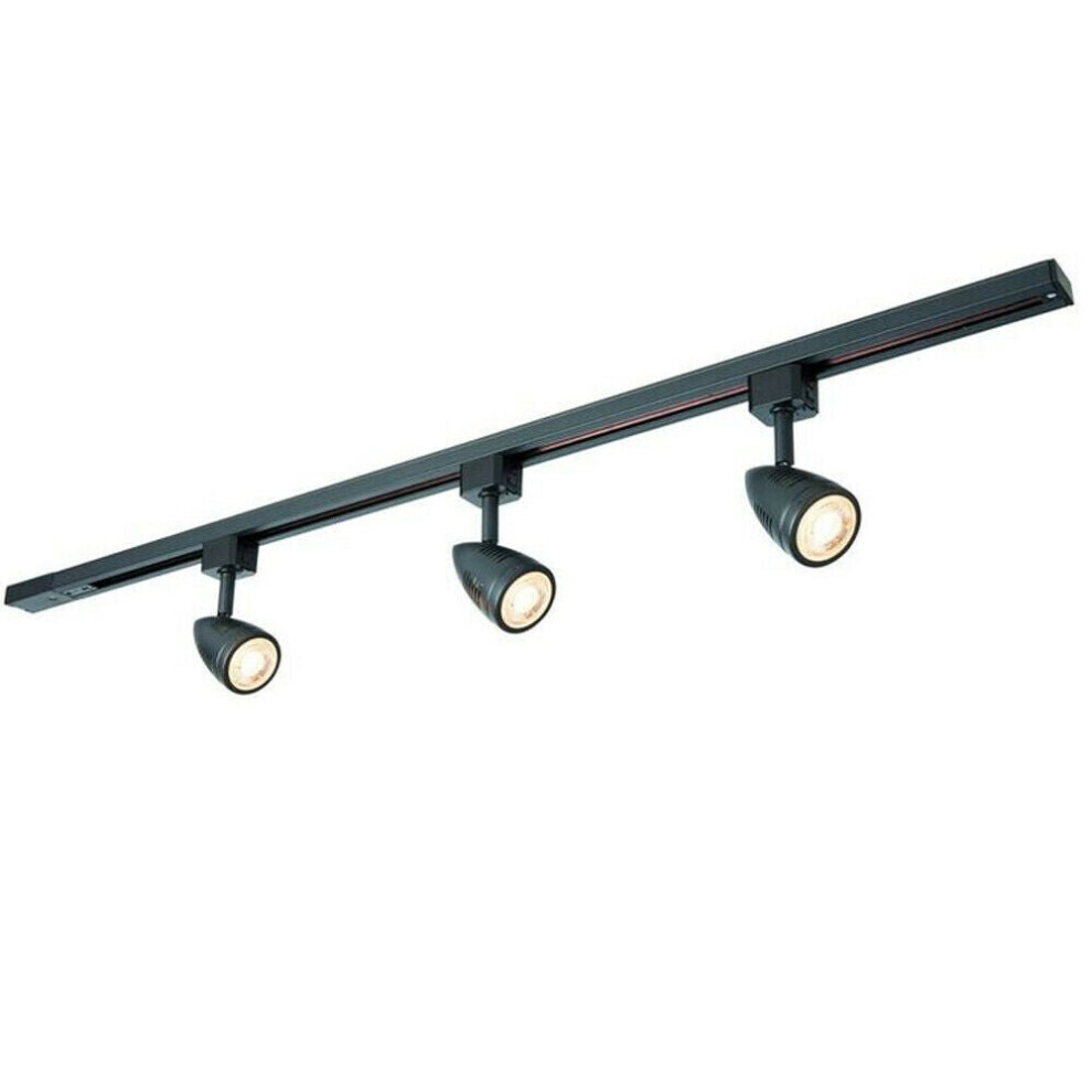 Loops 1M Adjustable Ceiling Track Spotlight Kit Matt Black 3X Gu10 Downlight Rail