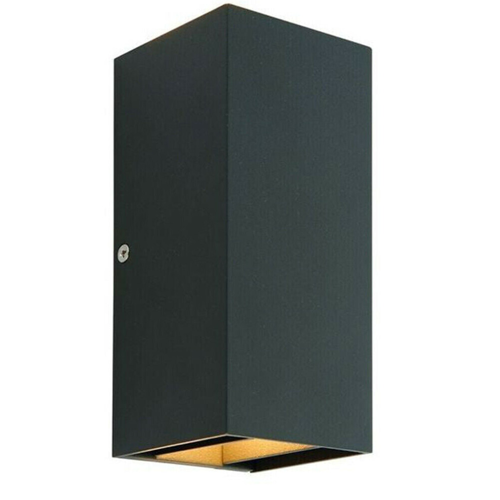 IP44 Outdoor Up & Down Wall Light Matt Black Porch Box Lantern 5W Cool White LED